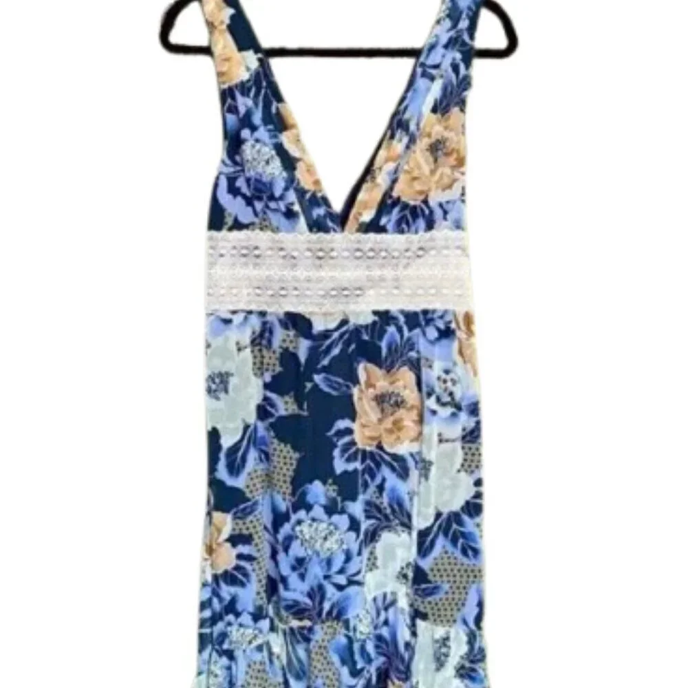 Free People Blue Rose Lovely Garden Midi Dress Size 4 NWT